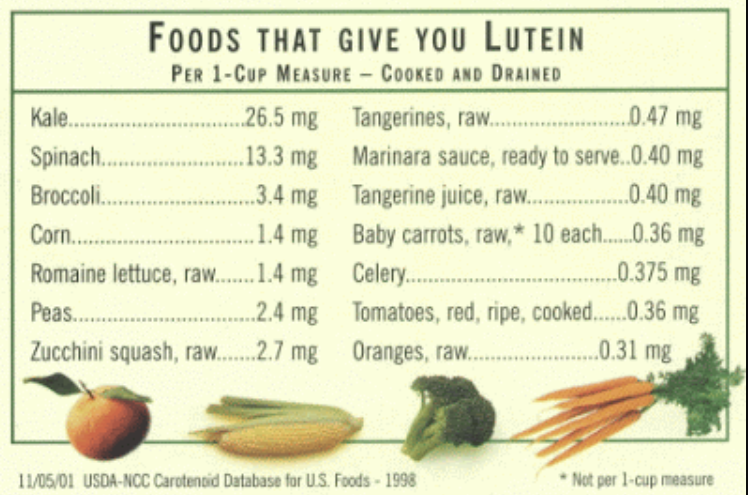 루테인 함유 음식 목록
